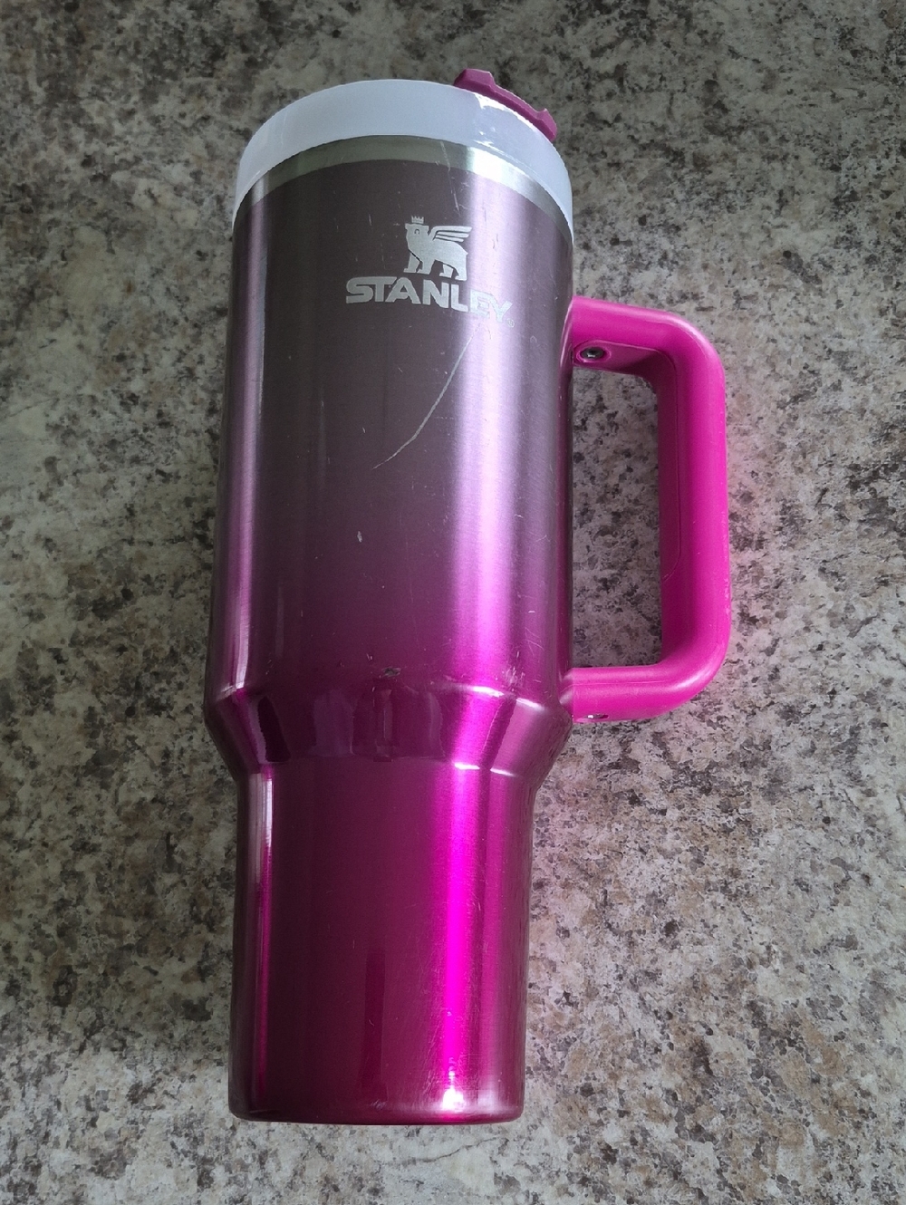 Stanley Metallic Pink Ombre Travel Mug with Hot Pink Handle